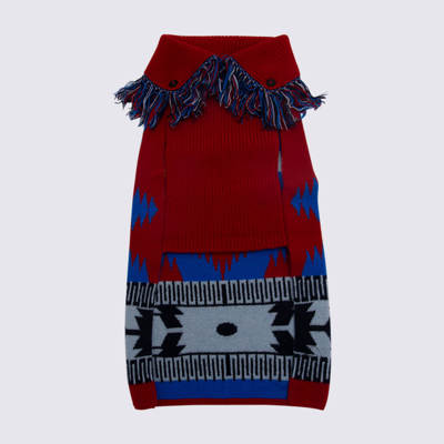 Alanui Multicolor Wool Dog Jumper In Red