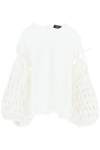 A.w.a.k.e. Mode Poplin Top With Woven Sleeves In White
