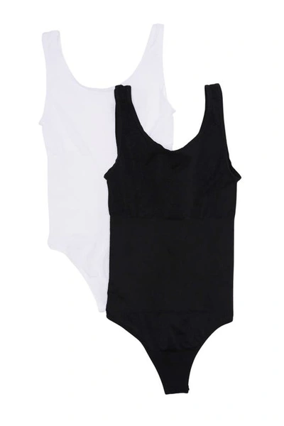 Body Beautiful Seamless Bodysuit In Black/white