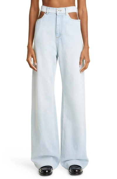 Maison Margiela Cut-out Wide Leg Jeans In Blue