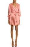 Zimmermann Silk Wrap Mini Dress In Pink