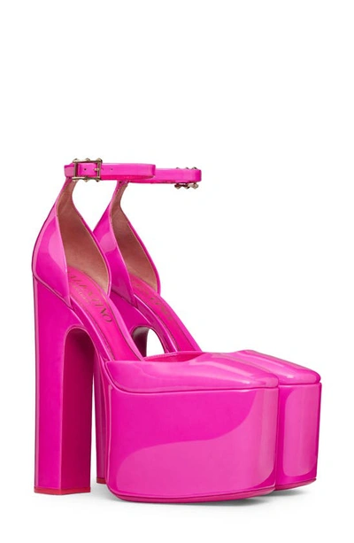 Valentino Garavani Disco Patent Ankle-strap Platform Pumps In Pink Pp