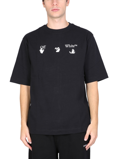 Off-white Sweatshirt With "hands Off" Print In Black