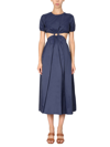 Staud Navy Calypso Midi Dress In Blue