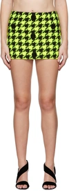 Balmain Yellow & Black Button Miniskirt In Iaw Jaune Fluo/noir