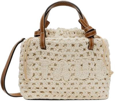 Staud White Ria Crochet Mini Cross Body Bag In Ivory