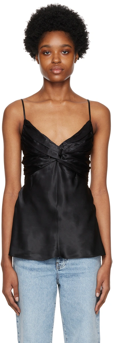 Tove Naomi Twist-front Silk-satin Camisole In Black