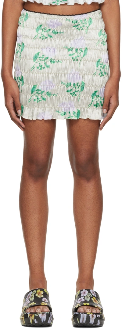 Amy Crookes Beige Shirred Miniskirt In 0918 Beige Wallpaper