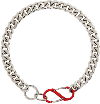 Martine Ali Ssense Exclusive Silver & Red Curb Chain Necklace In Silverred