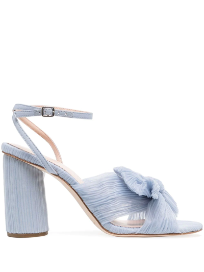 Loeffler Randall Camellia Knotted Plissé Sandals In Blau