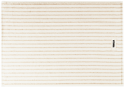 Tekla ブラウン＆ベージュ オーガニックコットン バスマット In Sienna Stripes