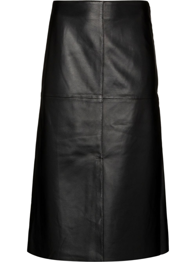 Joseph Sidena High-waisted Lambskin Midi Skirt In Black