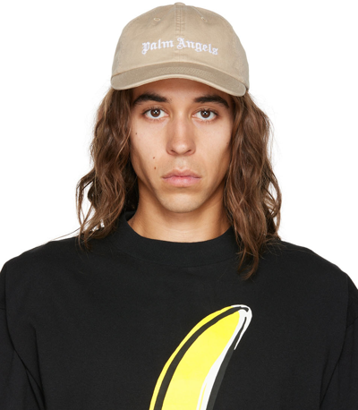 Palm Angels Logo-embroidered Cotton Baseball Cap In Beige