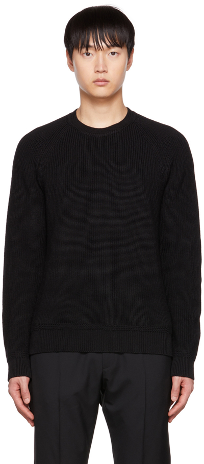 Tom Ford Black Ribbed Sweater In 102 Black