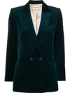 Zadig & Voltaire Visko Double-breasted Velvet Blazer In Peacock