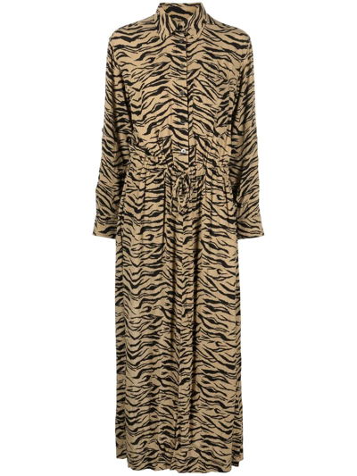 Zadig & Voltaire Radial Tiger Print Maxi Shirtdress In Natural | ModeSens