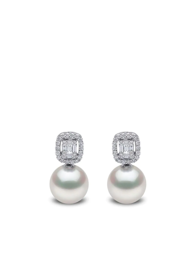 Yoko London 18kt White Gold Starlight South Sea Pearl And Diamond Earrings In Silver