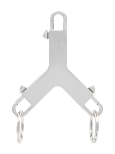 Rick Owens Cerberus Iron Key Chain In Silver