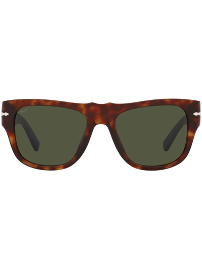 Persol Tortoiseshell Rectangle-frame Sunglasses In Braun