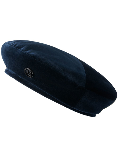 Maison Michel Navy New Billy Velvet Beret In Blue