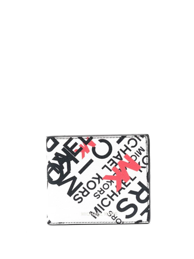 Michael Kors Logo Bi-fold Wallet In Brt Wht Multi