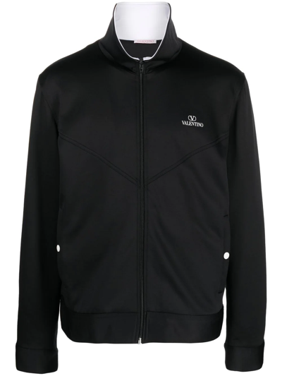 Valentino Vlogo Zip-up Sweatshirt In Black