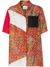 Burberry Monogram-print Silk Shirt In Orange