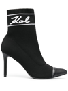 Karl Lagerfeld Pandara Sock-style Ankle Boots In Schwarz