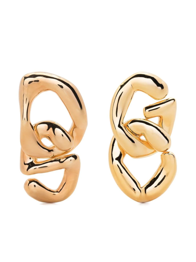 Gcds Logo-drop Earrings In Golden