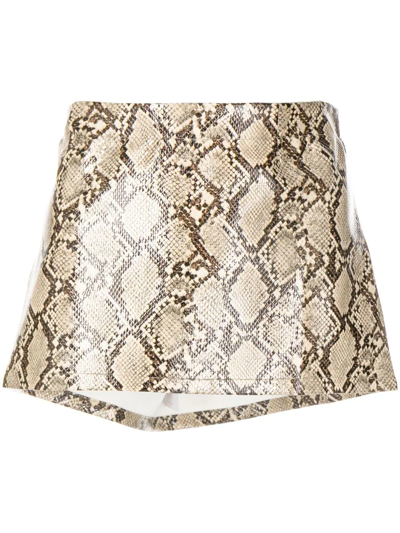 Miaou Beige Fig Faux-leather Miniskirt In Beige Python