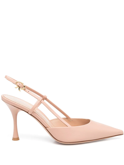 Gianvito Rossi Leather Point-toe Slingback Pumps In Peach