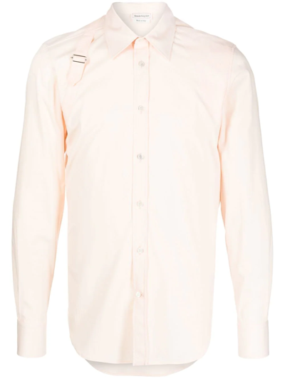 Alexander Mcqueen Strap-detail Long-sleeved Shirt In Orange
