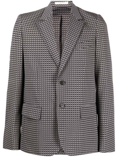 Valentino Geometric-pattern Print Blazer In Grey