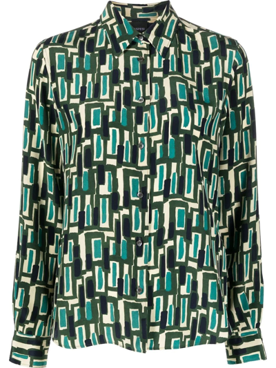 Aspesi Abstract-pattern Silk Shirt In Green