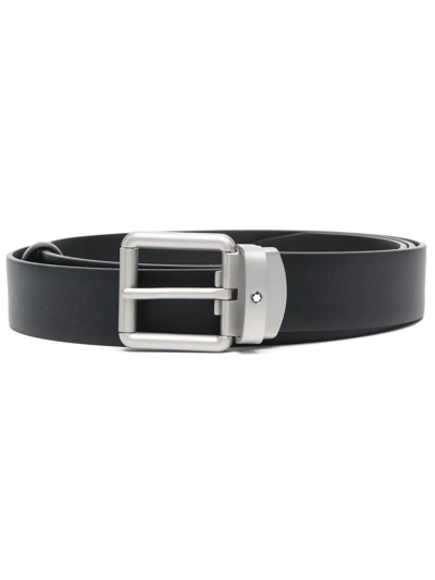 Montblanc Buckle Leather Belt In Schwarz