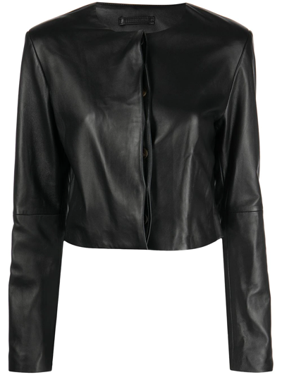 Loulou Studio Bor Leather Jacket In Black In Black