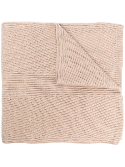 Joseph Ribbed-knit Cotton-wool Blend Scarf In Neutrals