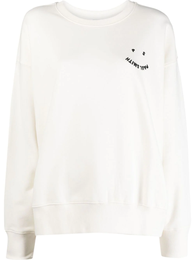 Ps By Paul Smith Logo Crew-neck Sweatshirt In Weiss