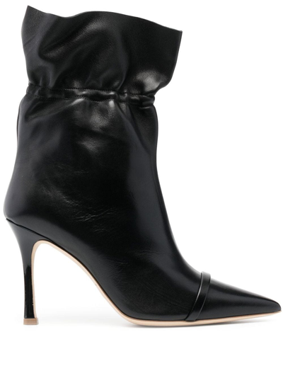 Malone Souliers Ruched Pointed Boots In Schwarz