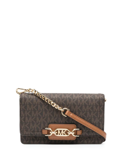 Michael Michael Kors Heather Monogram Crossbody Bag In Braun