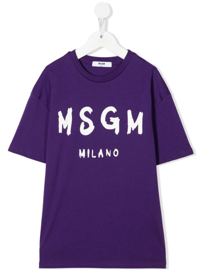 Msgm Kids' Logo-print Cotton T-shirt