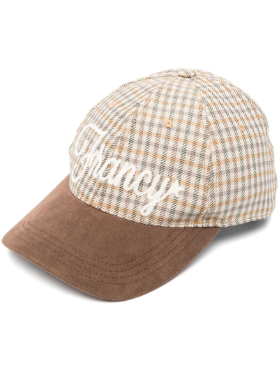 Golden Goose Journey Baseball Hat Check And Alcantara Suede In Brown
