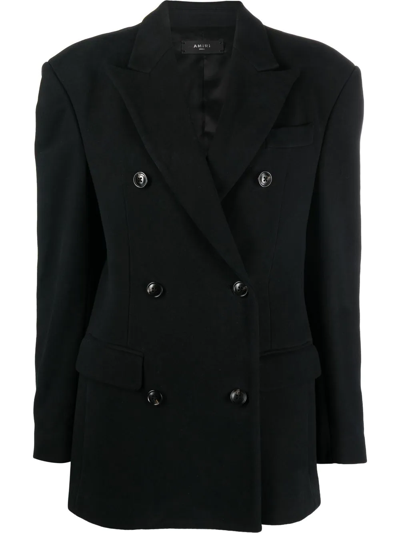 Amiri Double-breasted Cotton Blazer In Black