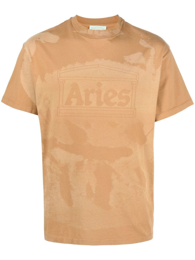 Aries Logo-print Camouflage T-shirt In Brown