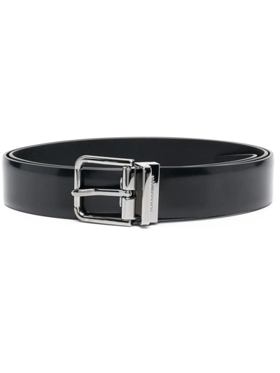 Dolce & Gabbana Calf-leather Belt In Schwarz