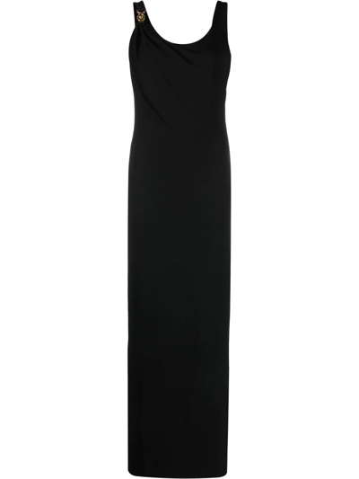 Versace Medusa Head Sleeveless Maxi Dress In Nero