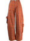 Collina Strada Printed Wide Leg Cargo Pants In Orange