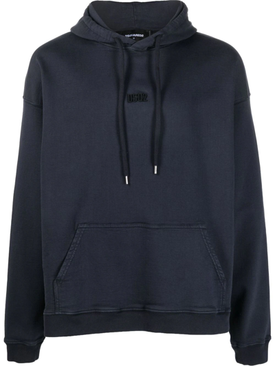 Dsquared2 Embroidered-logo Hoodie In Blue