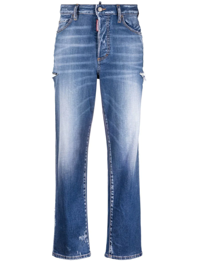 Dsquared2 Straight-leg Ripped Jeans In Blau