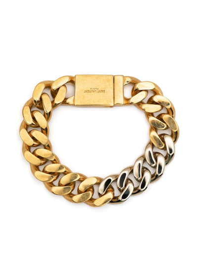 Saint Laurent Two-tone Chain-link Bracelet In Gold